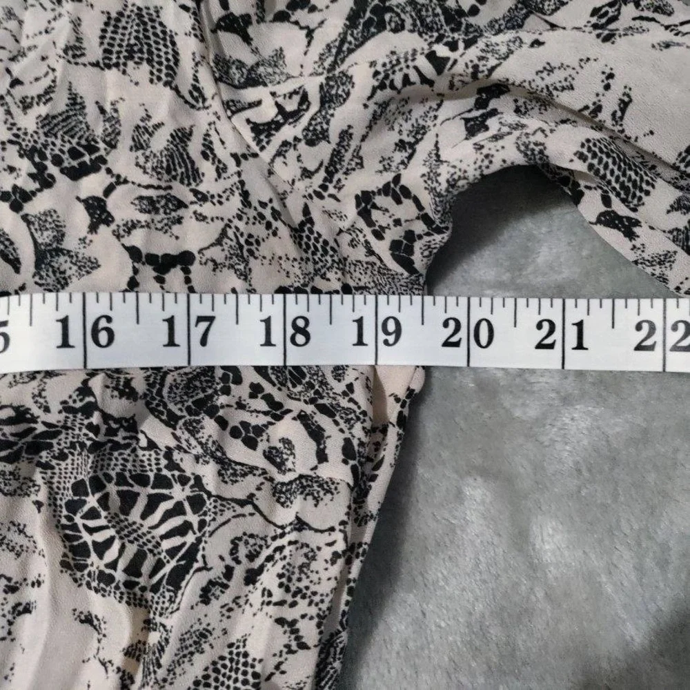 Dressbarn Faux Lace Print Bell Sleeve Semi Sheer Blouse Womens Size M